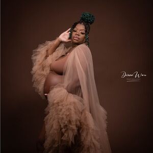 Chic Tan Maternity Gown